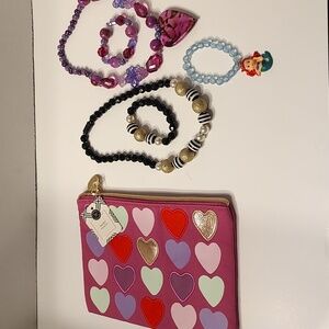 Stretch Necklace & Bracelets Sets And Little Mermaid Stretch Bracelet w/ Bag